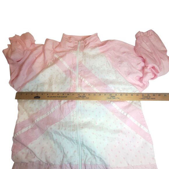 Vintage Lindsey Blake Sport Pink Polka Dot Windbreaker Track Jacket M 80s 90s Ny - Picture 3 of 14